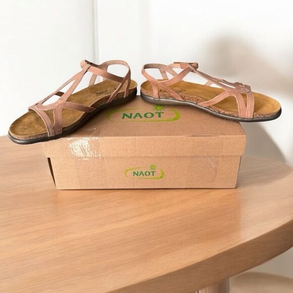 Naot Dorith Latte Brown Leather Sandal Size 38 U.S. Size 7 - Picture 1 of 12